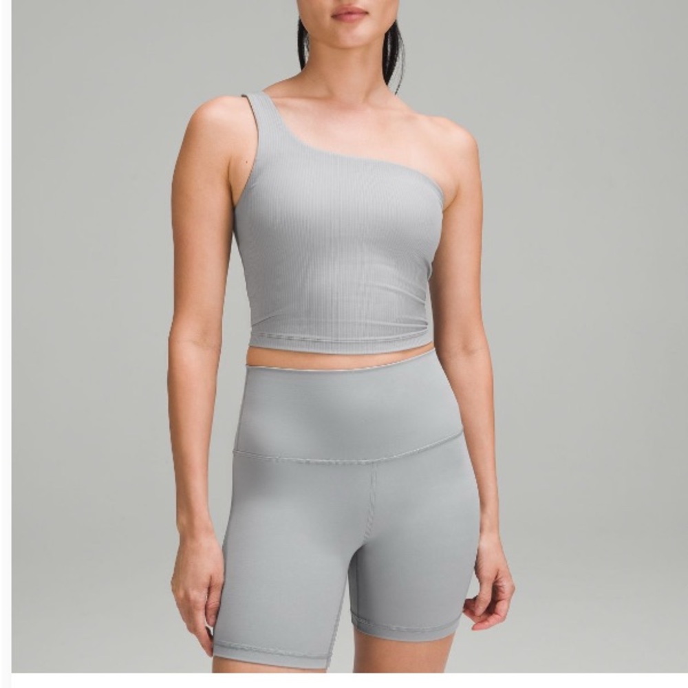 NEW LULU LEMON Ribbed Nulu Asymmetrical Yoga Tank size 4. COLOR: RHINO GREY